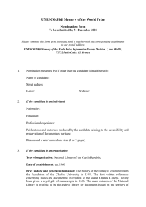Nomination form To be submitted by 31 December 2004