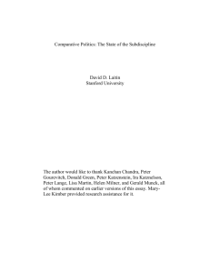"Comparative Politics: The State of the Subdiscipline"