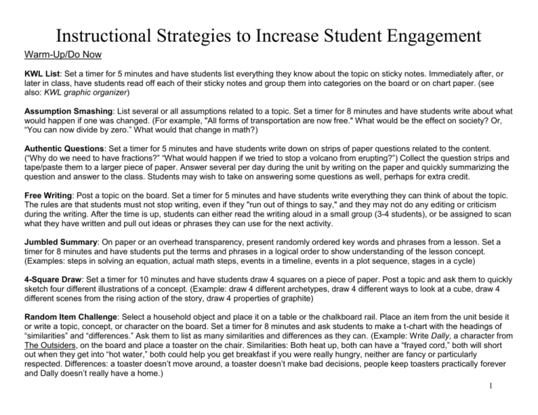 Instructional Strategies To Increase Student Engagement