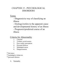 CHAPTER 15 - PSYCHOLOGICAL DISORDERS