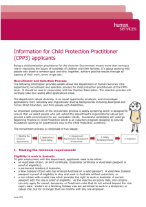 Information for Child Protection Practitioner (CPP3) applicants