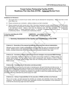 Project Idea Note or PIN - The Forest Carbon Partnership Facility