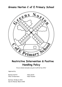 Restrictive Intervention & Positive Handling Policy