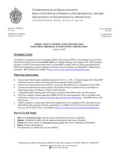 Zone I Conservation Restriction for Water Supply Protection