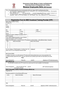 Form for Vocational Training Provider registration (VTP)
