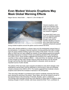 Even Modest Volcanic Eruptions May Mask Global Warming Effects