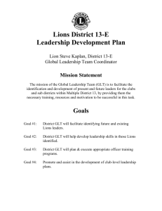 Lions District 13-E Leadership Development Plan Lion Steve Kaplan