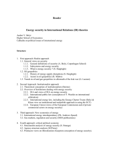 Energy security in International Relations (IR) theories