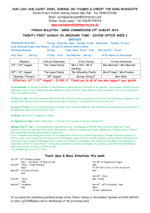 Parish Newsletter for the week commencing 24th August 2014