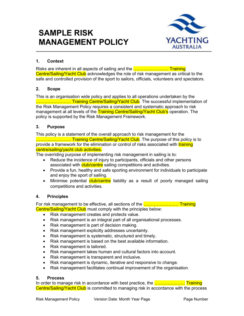 Sample Risk Management Policy Riset 