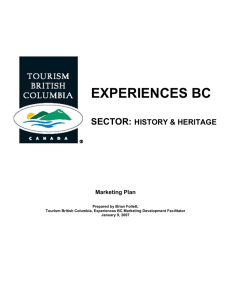Experiences BC History and Heritage Marketing Plan