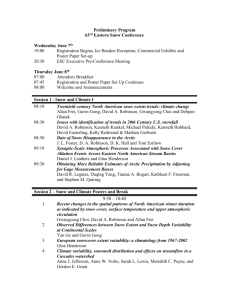 Preliminary ESC Schedule - Eastern Snow Conference