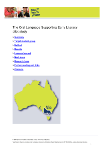 The Oral Language Supporting Early Literacy pilot study