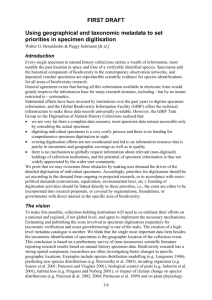 Using geographical and taxonomic metadata to set priorities in