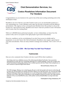 Costco Roadshow Information Document