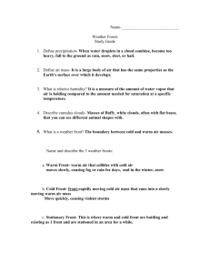 Weather Front Study Guide w/ answer key