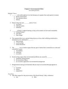 Chapter 5: Environmental Ethics Test bank questions Multiple