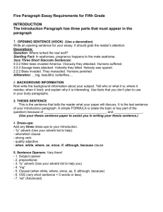 Five Paragraph Essay Requirements for Fifth Grade