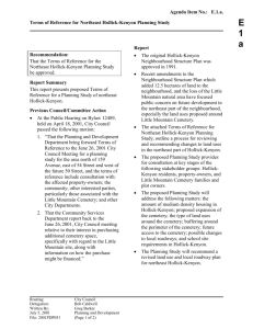 Terms of Reference for Northeast Hollick-Kenyon