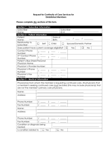 Blue Shield Transition of Care Form