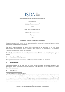 International Swaps and Derivatives Association, Inc. AMENDMENT