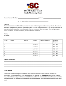 MSSC Grade Monitoring Sheet