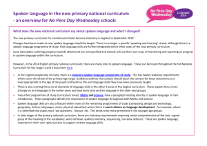 Spoken language in the new primary national curriculum