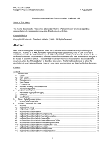 Full Specification document for mzData v1.05