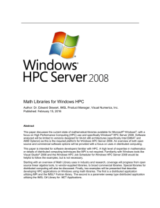 Math Libraries for Windows HPC - Center