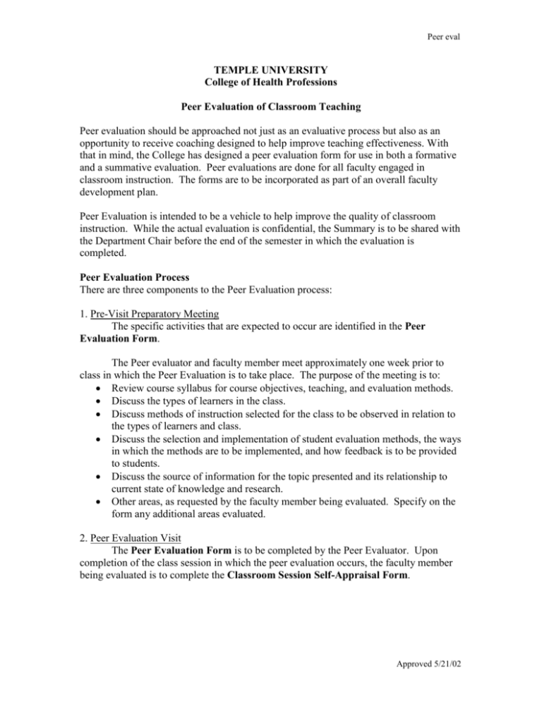Peer Evaluation Form College Of Public Health