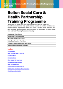 Bolton Social Care & Health Partnership Training