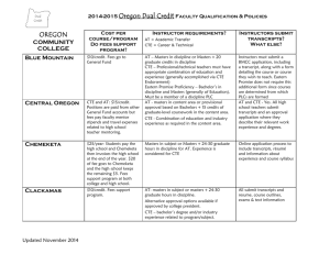 Dual Credit Faculty Qualifications and Policies 2014-15