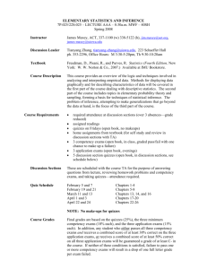 ELEMENTARY STATISTICS AND INFERENCE