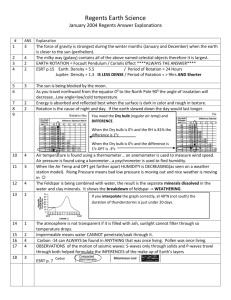 Regents Earth Science January 2004 Regents Answer Explanations