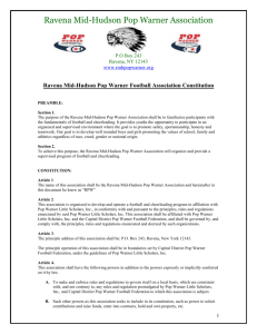 Ravena Mid-Hudson Pop Warner Football Association Constitution