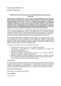 Press release: ERA-IB 3rd Call Brussels, 1 March, 2012 ERA