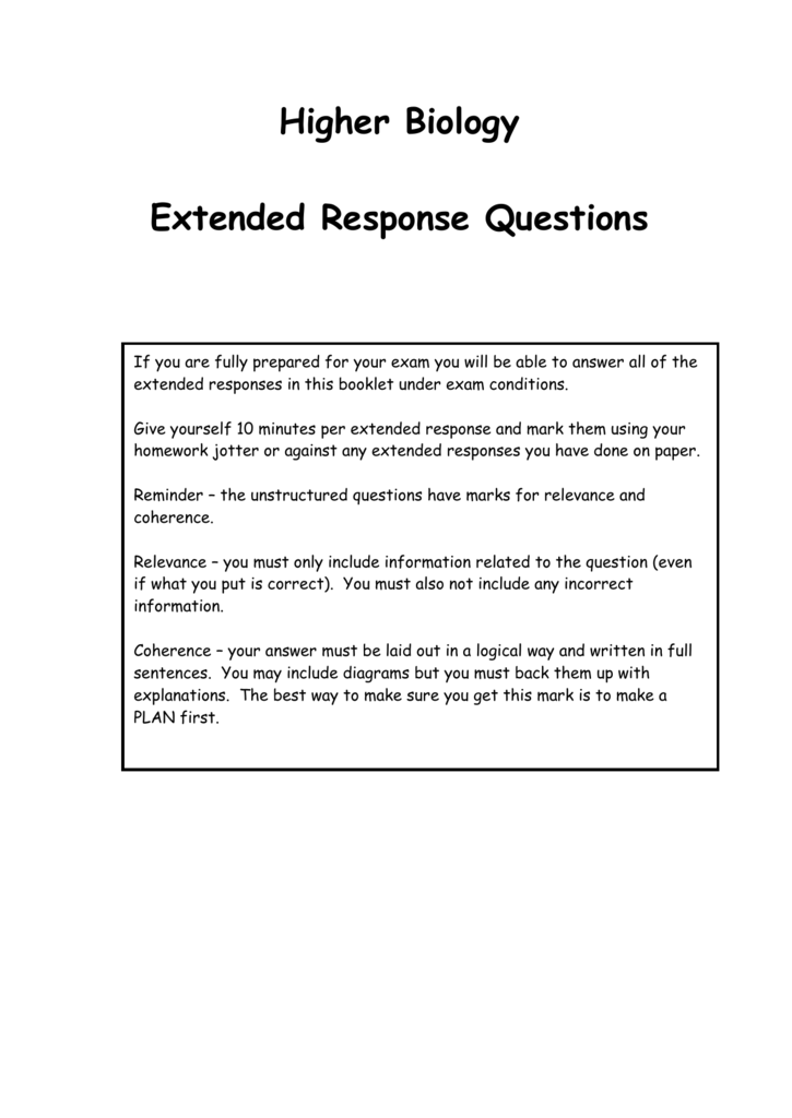 higher biology essay questions unit 2