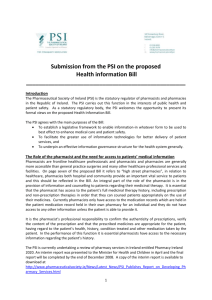 Submission from the PSI on the proposed Health information Bill