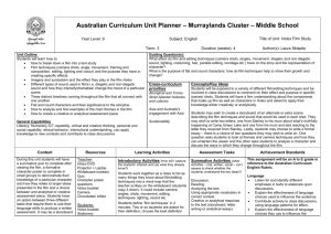 Year 9 English Unit on - Laura Sklaptis ePortfolio