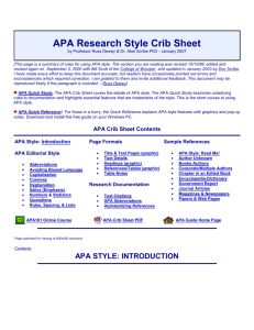 APA Crib Sheet - Kean University
