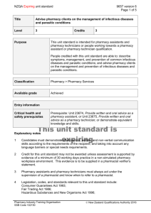 9657 Advise pharmacy clients on the management of