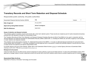 Transitory Records and Short Term Retention and Disposal Schedule