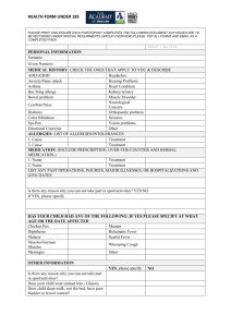 HEALTH FORM UNDER 18S PLEASE PRINT AND ENSURE EACH