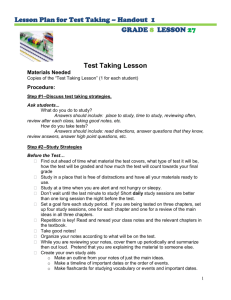 Lesson Plan for Test Taking