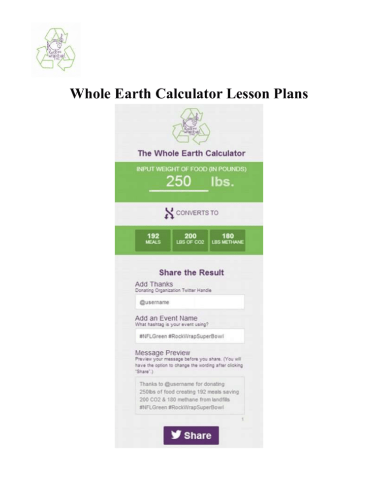 RWU Whole Earth Calculator Lessons 1 & 2