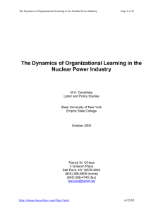 The Dynamics of Organizational Learning in the Nuclear Power