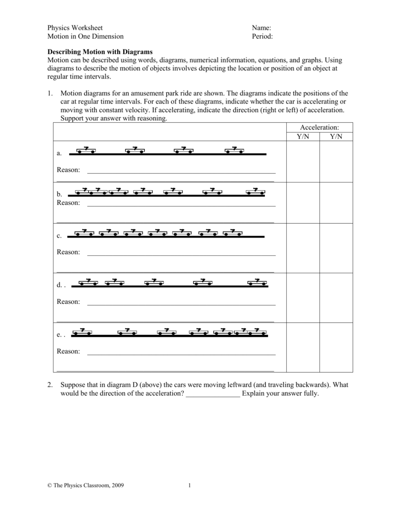 Motion In One Dimension Worksheet Answers The Physics Classroom Kids Worksheet News