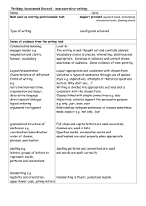 Writing Assessment Record – non-narrative writing