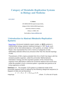 Category of Metabolic-Replication Systems in Biology and Medicine