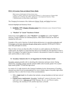 PSYC 112 Lecture Notes on School, Work, Media [Main sources of